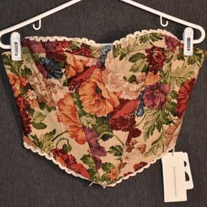 NEW COMMENSE Floral Drawstring Corset Women's Medium 29" Fully Drawn NWT